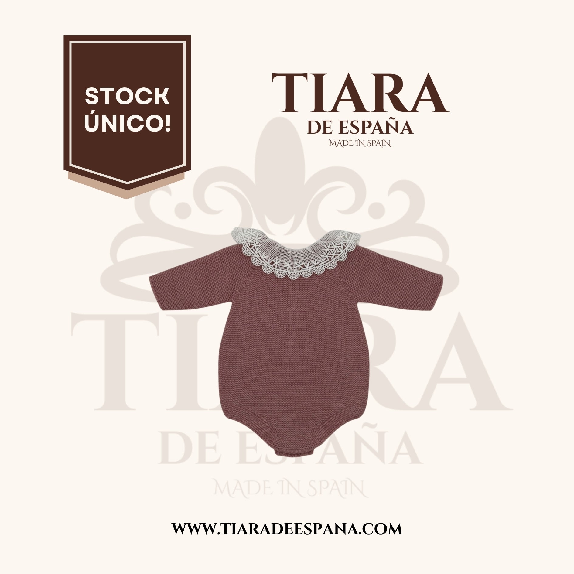Conjunto de bebé punto rosa con cuello de encaje Tiara de España