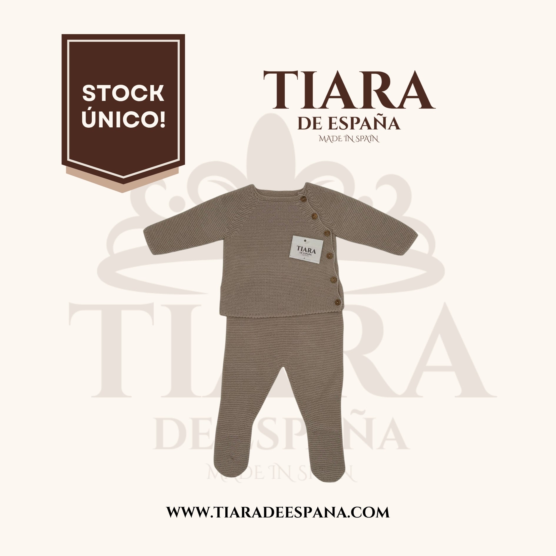 Conjunto bebé beig dos piezas con botones laterales Tiara de España