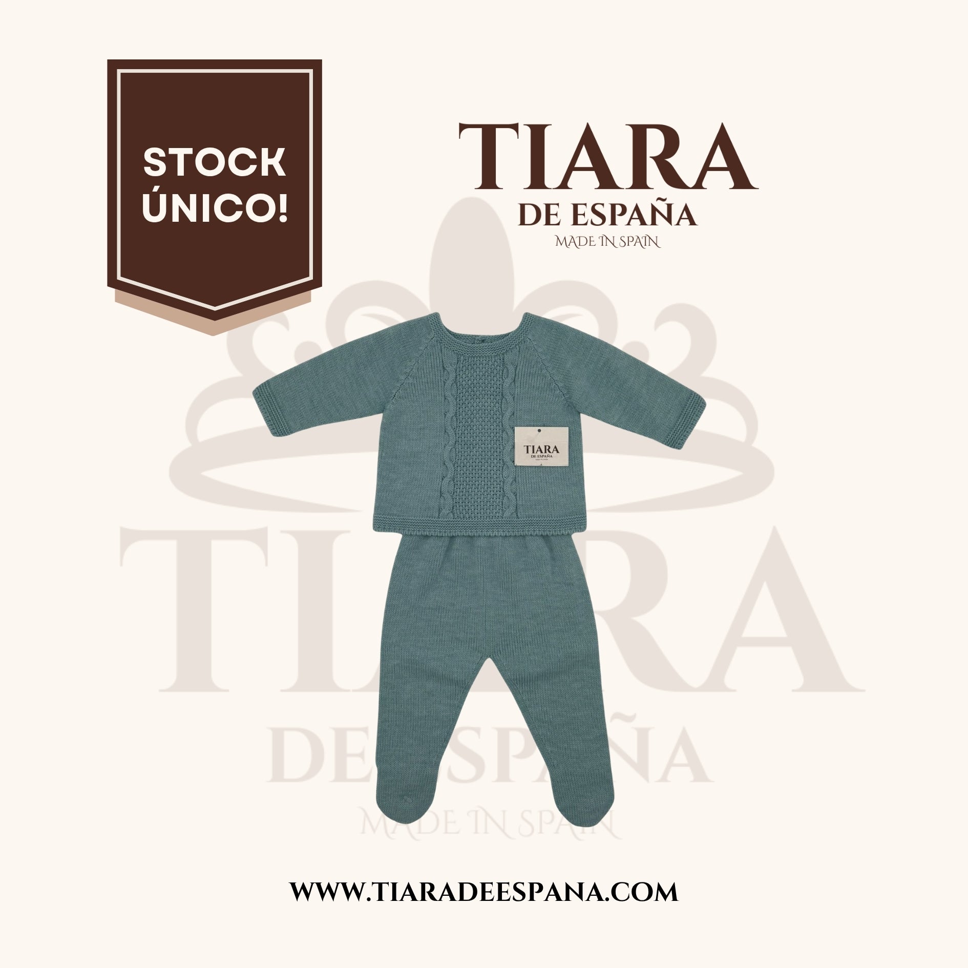 Conjunto bebé verde suave 2 piezas con trenzas Tiara de España