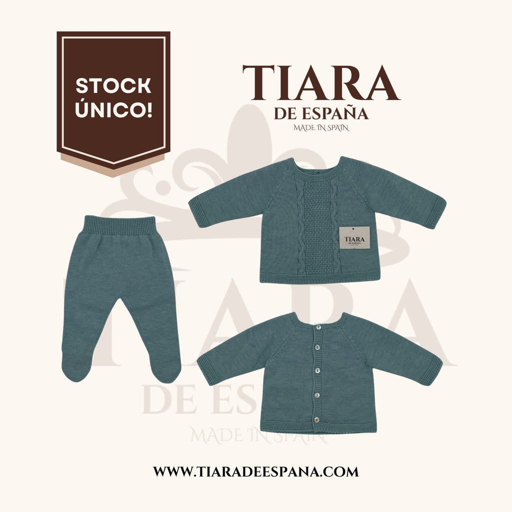 Conjunto bebé verde suave 2 piezas con trenzas Tiara de España