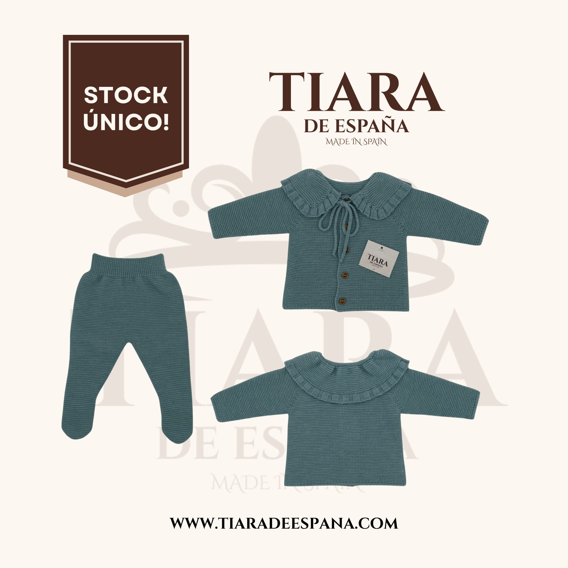 Conjunto bebé verde empolvado 2 piezas con volante Tiara de España