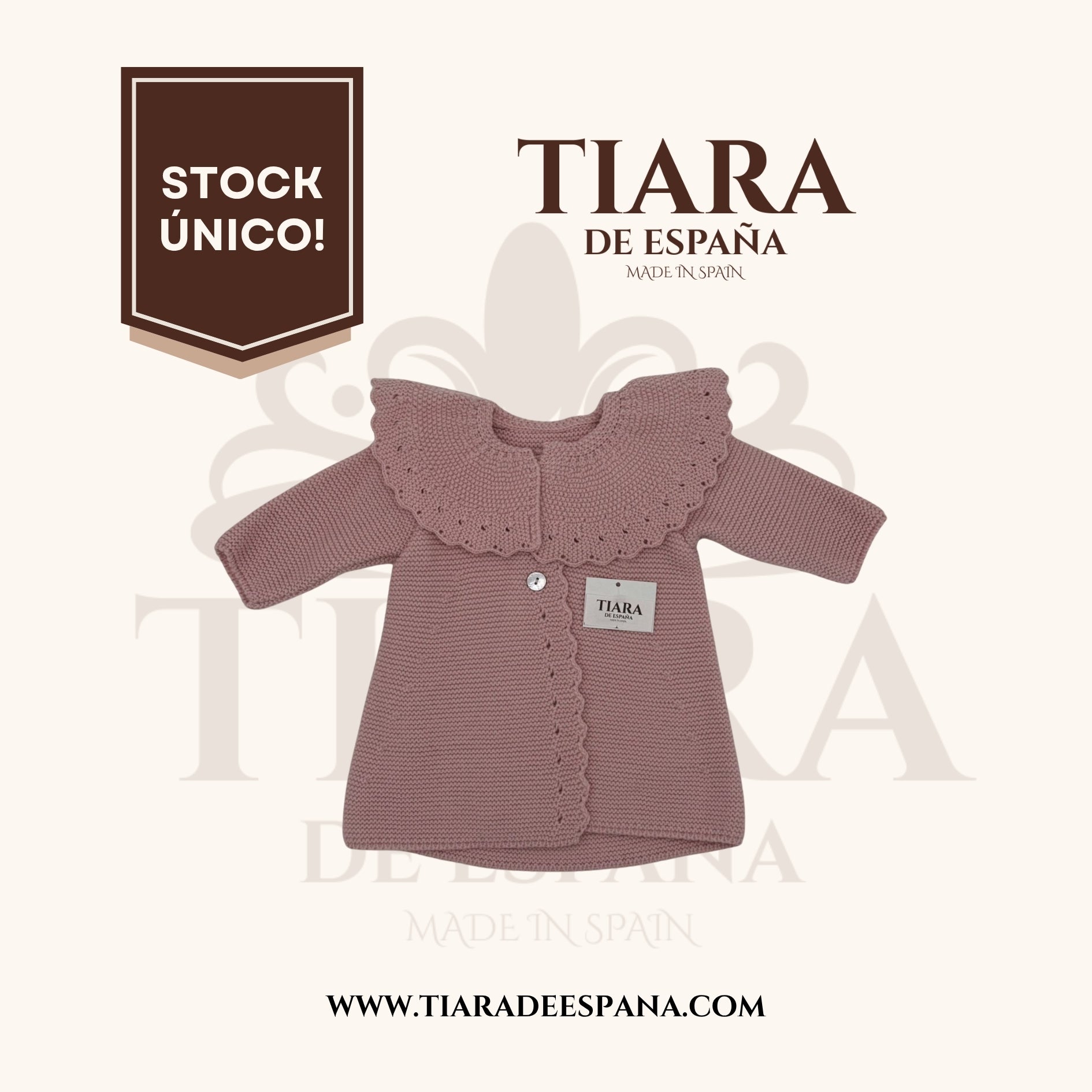 Chaqueta de punto rosa para bebé Tiara de España
